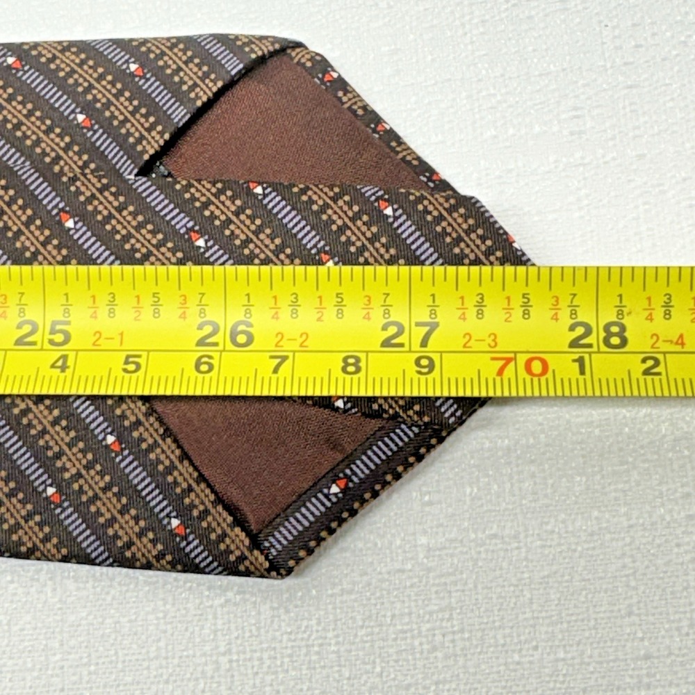 Arsenal Silk Necktie Mens One Size Brown Blue Geometric Stripe Professional Ivy - Picture 3 of 5